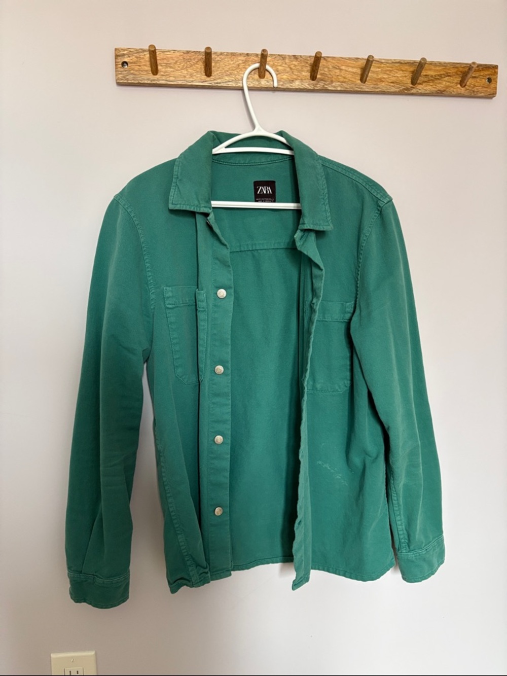 Zara Green Button-Front Overshirt